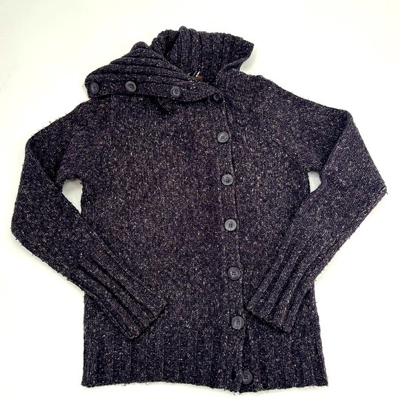 UEC BCBG cardigan turtleneck sweater size small gray textured